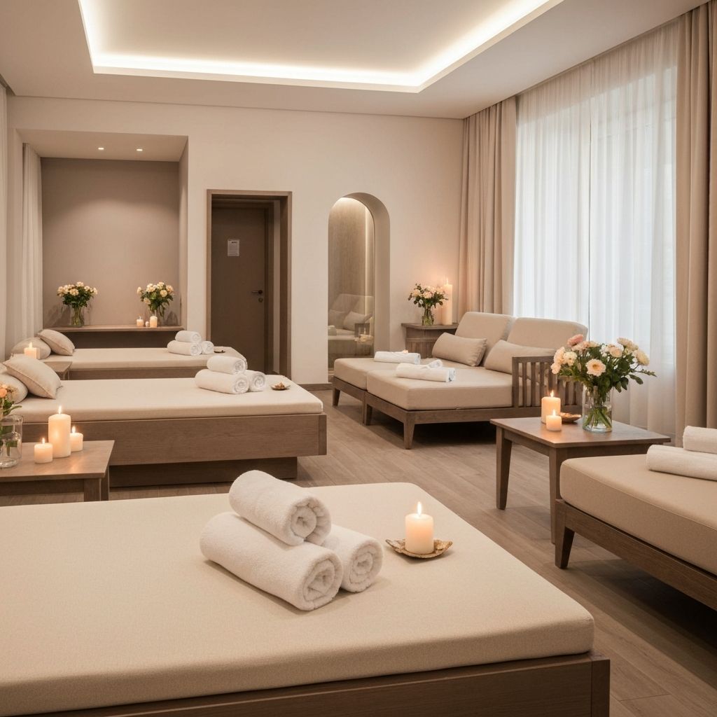 Relaxation room with elegant spa setup